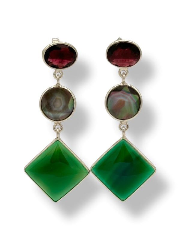 Orecchini Pendenti In Corniola E Argento Sterling 925 – Pietra AA Con Cuori, Lunghezza 4 Cm, Fatti A Mano