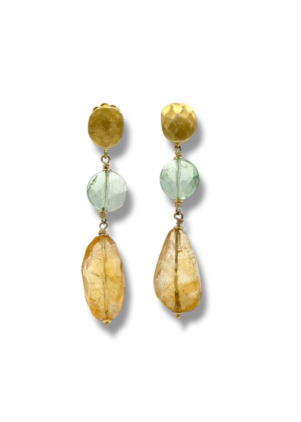 Orecchini a Bottone in Argento Sterling 925 Con Acquamarina