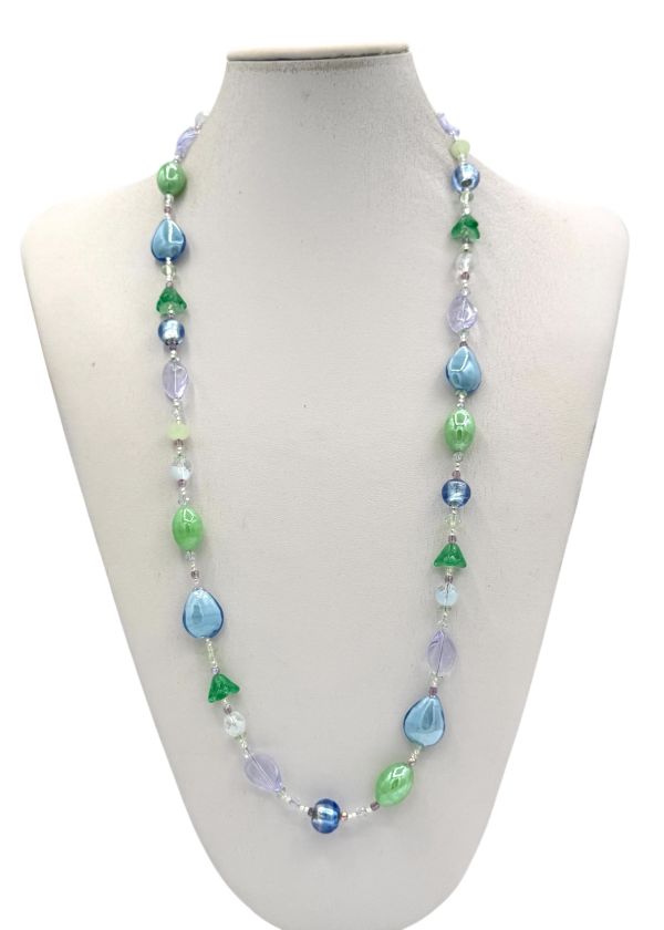 Collana In Vetro Di Murano Unisex – Argento E Bianco – Gioiello Artigianale Tradizionale Italiano
