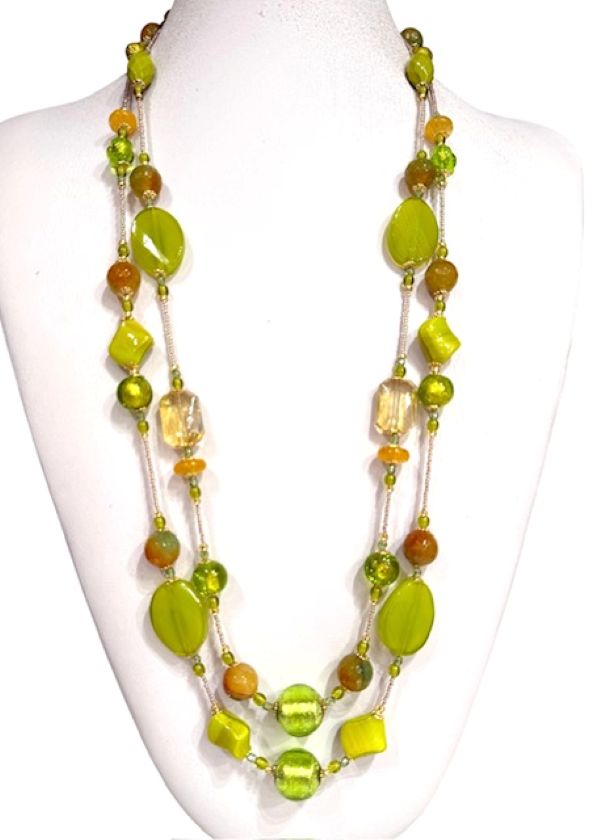 Collana stile chanel lunga con onice e agata bianca in argento 925
